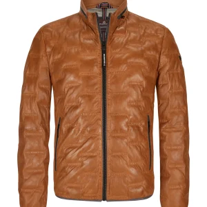 Milestone lederen jas Aversa cognaq/ Oranje  Maat-48/S