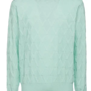 Montechiaro trui met ronde hals en structuurpatroon Mint kleur