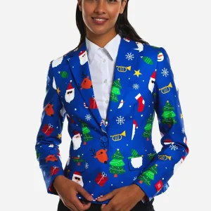 Dames Kerst Blazer Festivity Blue