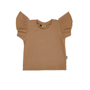 Baby en Meisjes Ruffle Shirt Rib Cacao