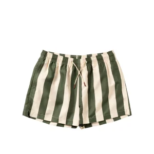 Salted Stories - Wide Stripe | Swim Shorts Men | Bronze Green Zwembroek Vader
