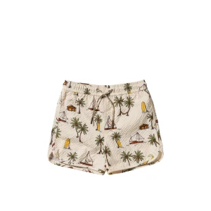 Salted Stories - Sailing Swim Shorts White Swan | Luchtige Kinder Zwemshort van 100% Katoen
