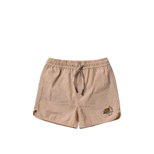 Salted Stories - Seersucker Swim Shorts Bombay Brown | Kinder Zwemshorts