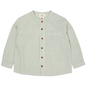 Copenhagen Colors - Seersucker Shirt Green Cream Stripe lange mouw