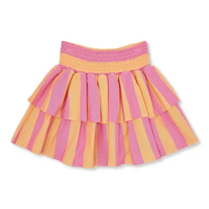Petit Blush - Meisjes Stripe Smock Skirt Cashmere Rose | Peach Cobbler