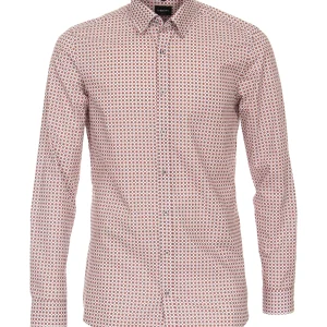 Venti Heren overhemd met allover print Blauw Bruin