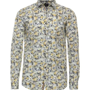 Venti Heren overhemd met bloemen print getailleerd Geel