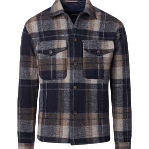 Venti gevoerde Overshirt (vest/Jack) met knoopsluiting Blauw Ruit.
