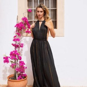 Zwarte Chique Ibiza Jurk Met V-hals