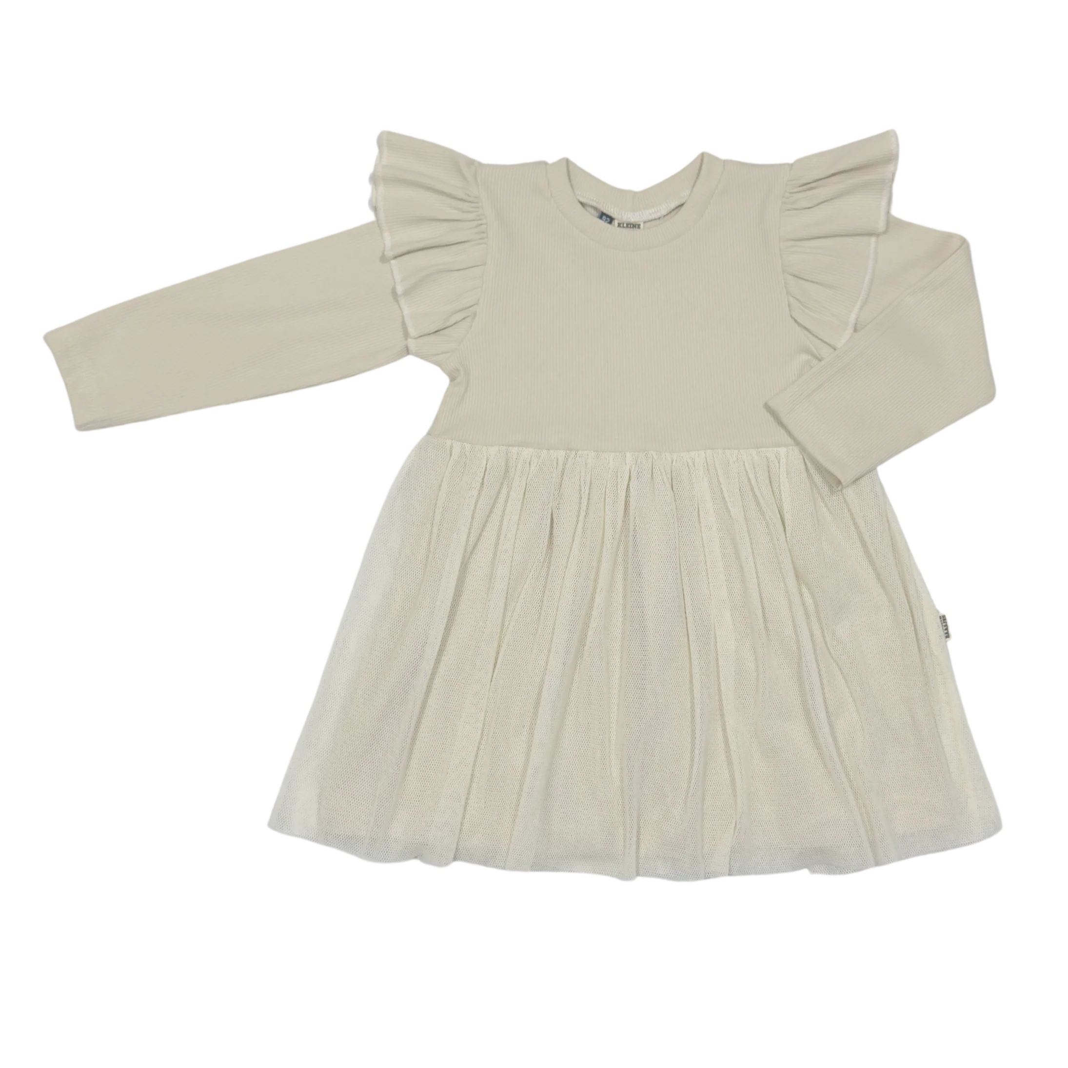 Baby en Kinder Tule Jurk Rib Naturel Beige - Afbeelding 2
