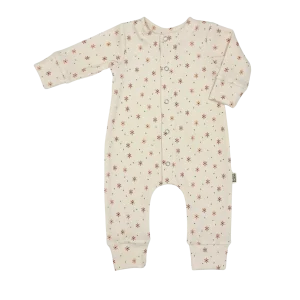 Baby Jumpsuit Rib Sterbloem Creme