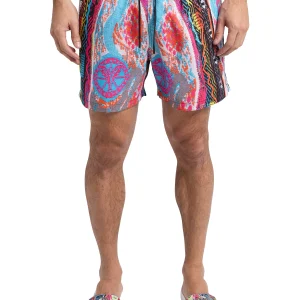 Carlo Colucci Zwemshort met gebreide print Wit Roze