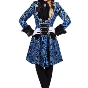 Zebra gevoerde Jas Luxe met Bont Turquoise