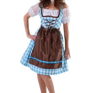 Dirndl 2 Delig Turquoise-Bruin