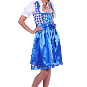 Dirndl Jurk Lene Blauw-Wit 3-dlg OP=OP