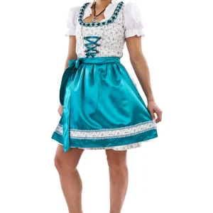 Dirndl met Bloemmotief Luxe Petrol OP=OP!