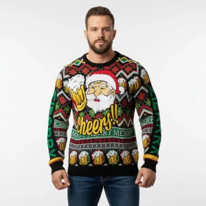 Kersttrui Santa Cheers met Fluffy Baard