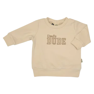 Geborduurde Baby en Kids Sweater Beige Dad's DUDE