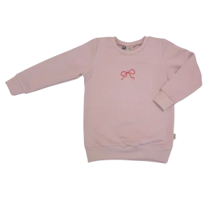 Geborduurde Baby en Kids Sweater Roze met Strik
