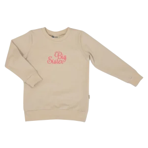 Geborduurde Baby en Kids Sweater Beige Big Sister