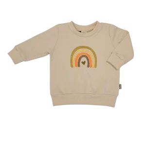 Geborduurde Baby en Kids Sweater Beige Regenboog