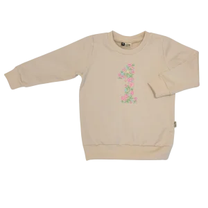 Geborduurde Baby en Kids Sweater Beige Verjaardag Cijfer