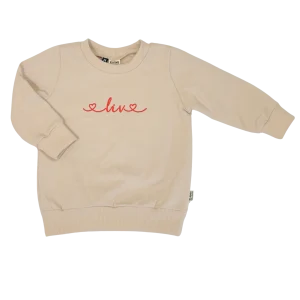 Geborduurde Baby en Kids Sweater Beige Met Naam en Hartjes