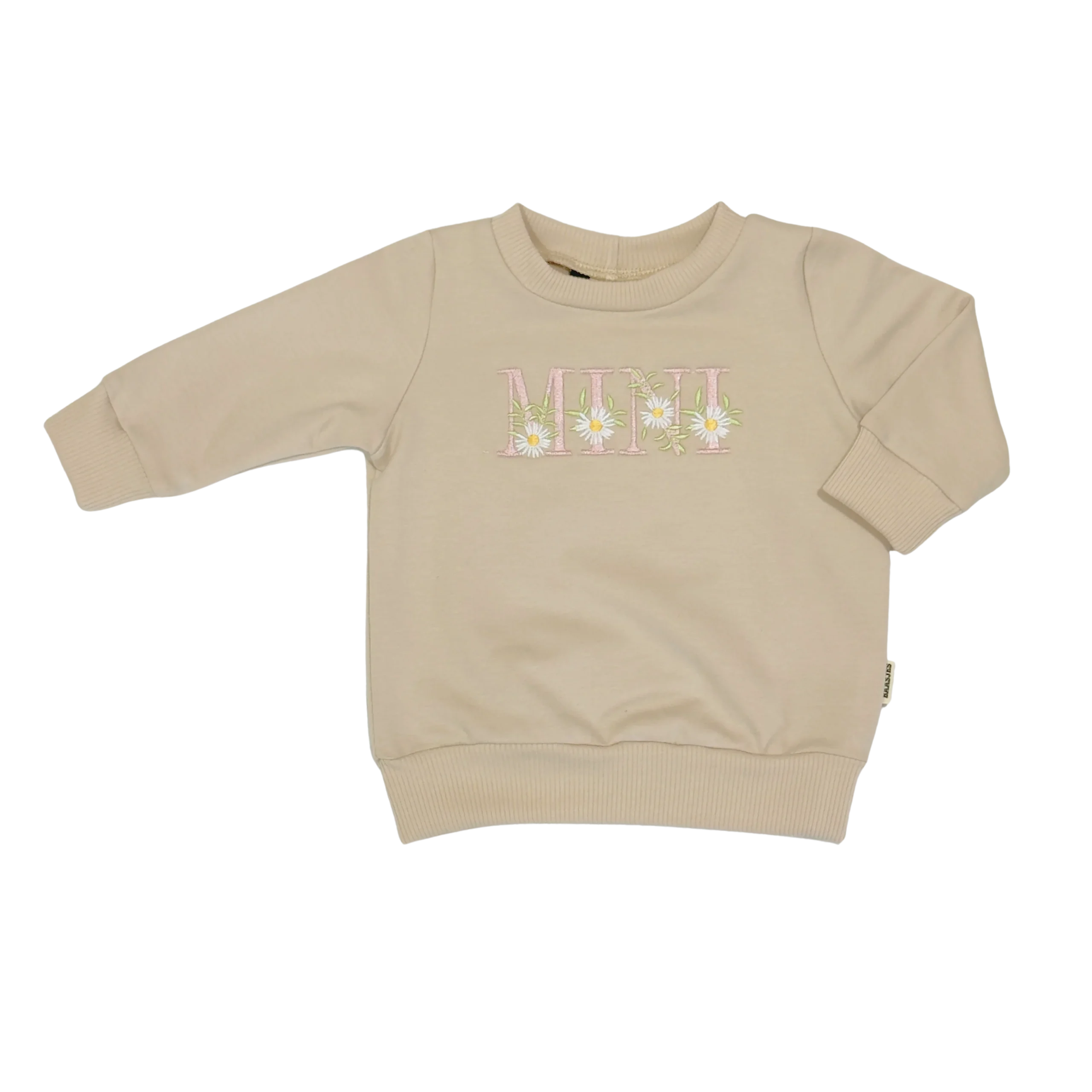 Geborduurde Baby en Kids Sweater Beige MINI Bloemen - Afbeelding 2