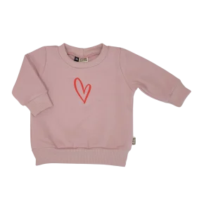 Geborduurde Baby en Kids Sweater Roze met Hartje