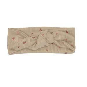 Haarband Geknoopt Rib Bloemetjes Beige
