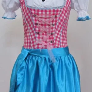 Dirndl blauw-wit-roze - midi