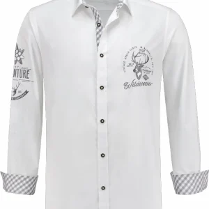 Trachten Blouse Wit met Grijs luxe