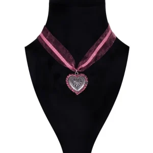 Halsketting met Strassrand Roze