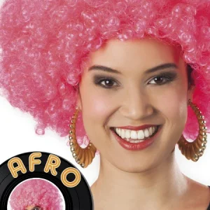 Afro Pruik Roze