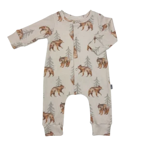 Baby Jumpsuit Rib Bears and Trees
