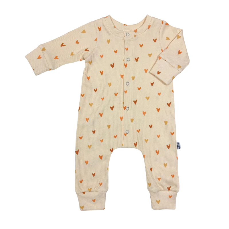 Baby Jumpsuit Rib Hartjes Creme - Afbeelding 2