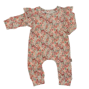 Baby Jumpsuit Rib Herfst Bloemen met Ruffles