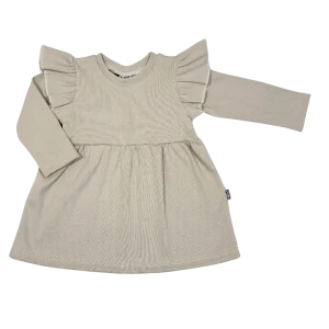 Jurk Rib Licht Beige Ruffles