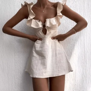 Korte Witte Boheemse Chique Jurk