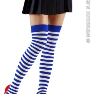 Kousen blauw wit overknee