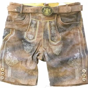 Lederhose Antiek Grijs Luxe Kort