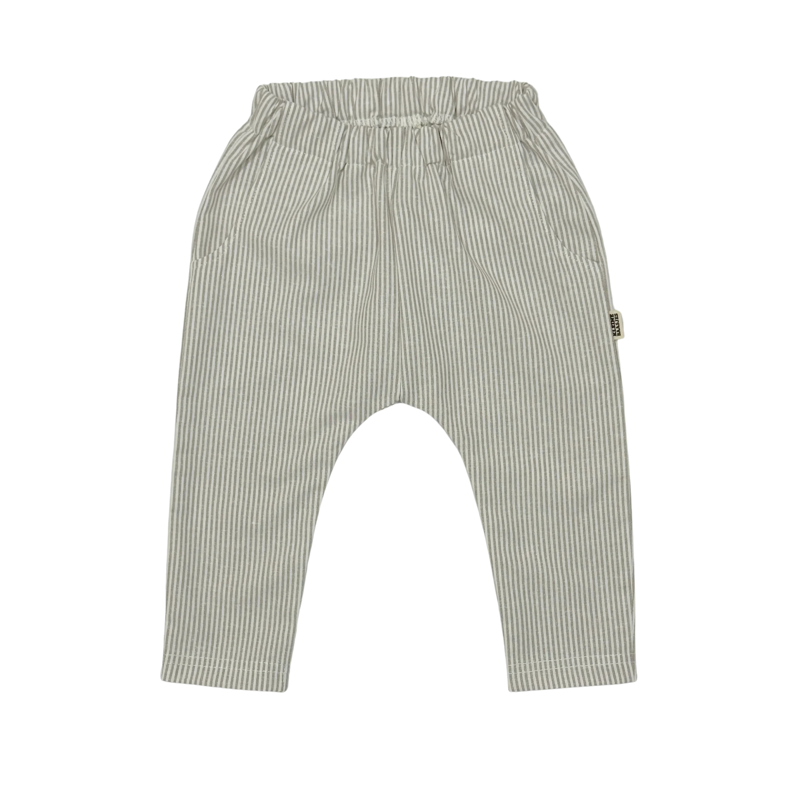 Baby en Kids Linnen Lounge Broek Streep Taupe - Afbeelding 2