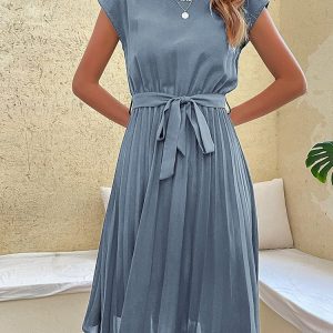 Luchtige Midi Jurk Korte Mouwen