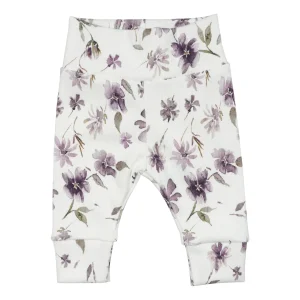 Baby Newborn Broekje Rib Paarse Bloemen Floral Daisies