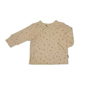 Baby Overslag Vestje Rib Beige met Bloemetjes
