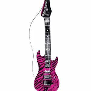 Opblaas Gitaar Zebra Roze