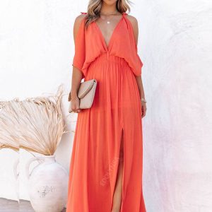 Maxi Oranje Luchtige Ibiza Strandjurk