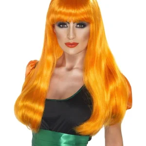 Glamour witch pruik oranje