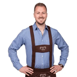 Blauw Geruite Tiroler Blouse