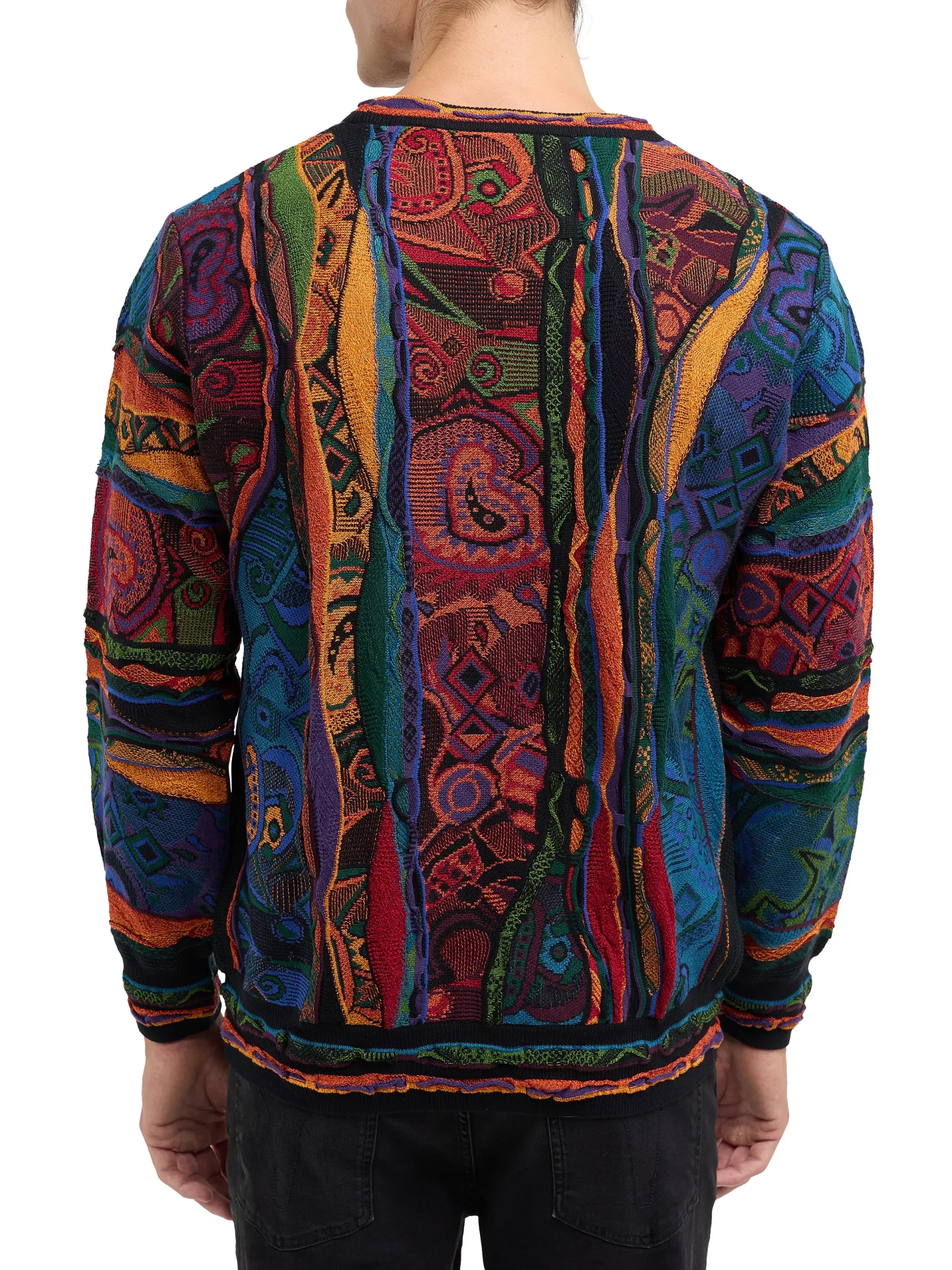 Carlo Colucci trui ronde hals Zwart Rood Maat-XS. - Afbeelding 4